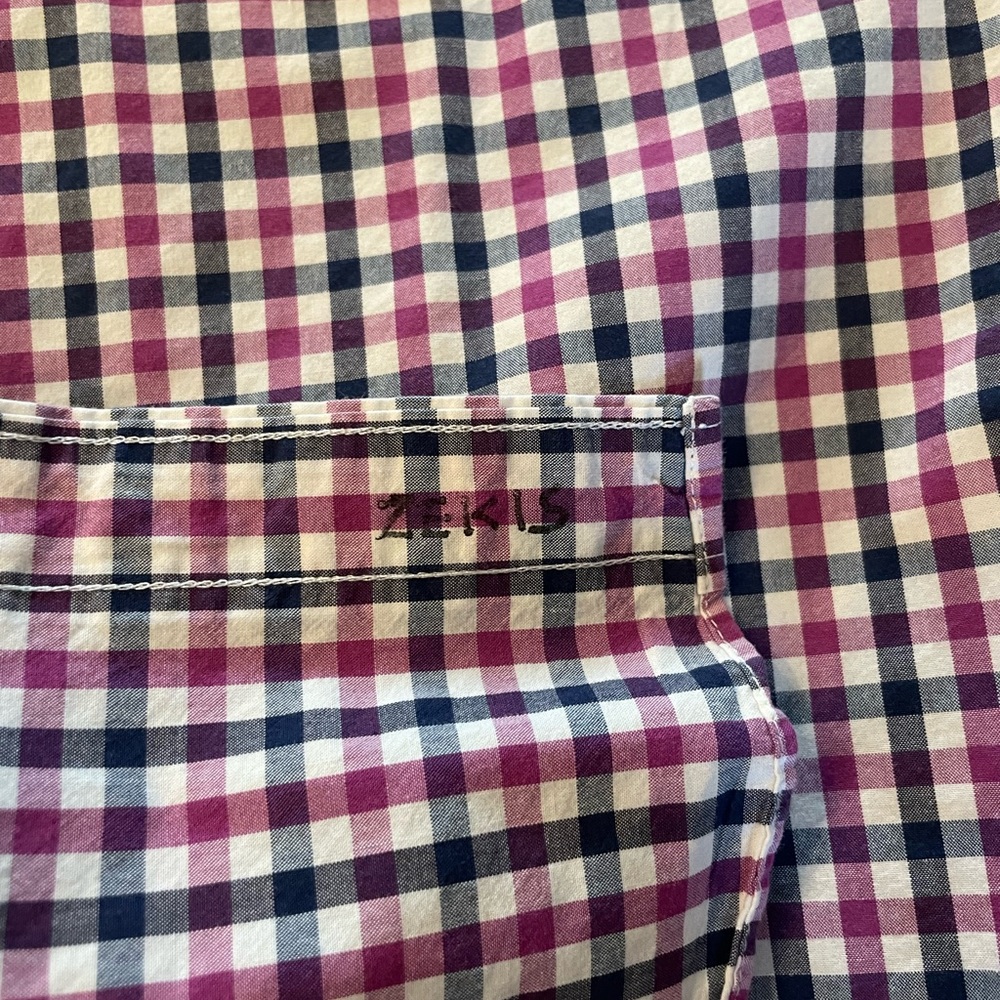 Purple and Blue Checkered Dress Shirt - Picture 7 of 7